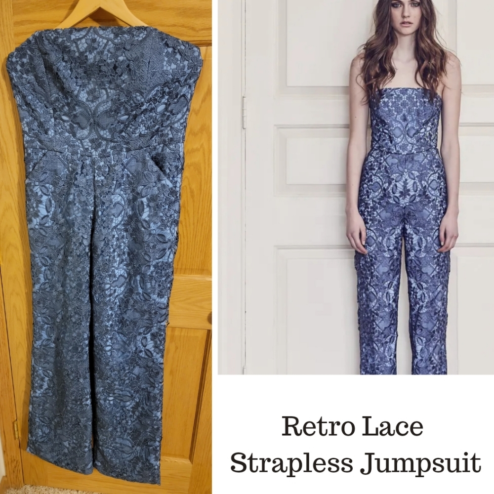 Retro Lace Strapless Jumpsuit